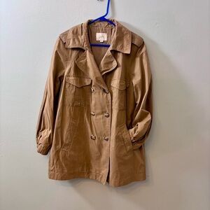 The Loft tan double button capsale neutral stadium length Trench coat jacket